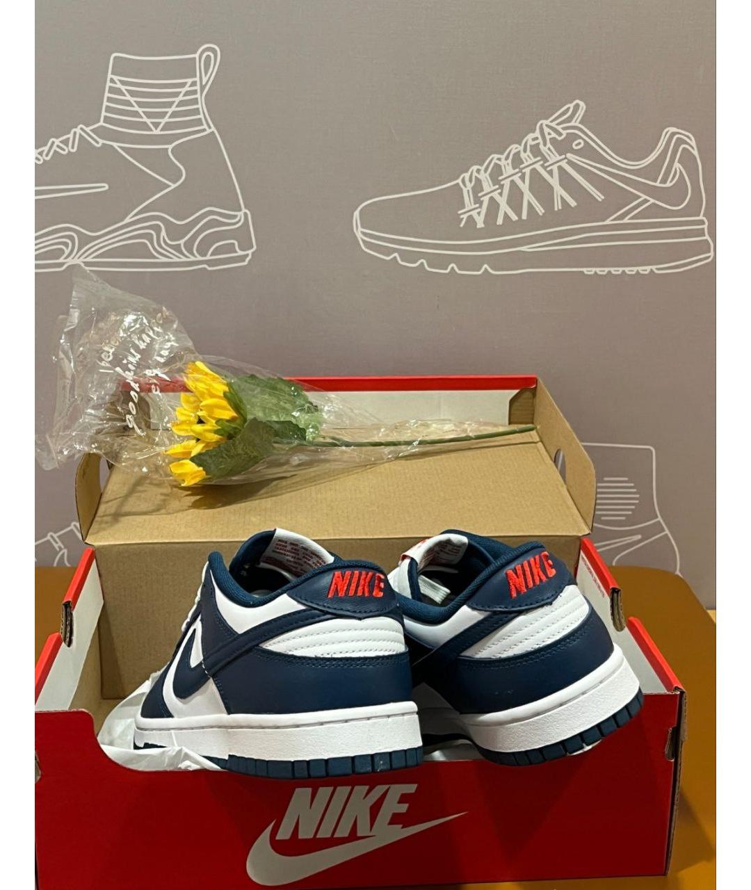 NIKE Темно-синие кожаные низкие кроссовки / кеды, фото 4