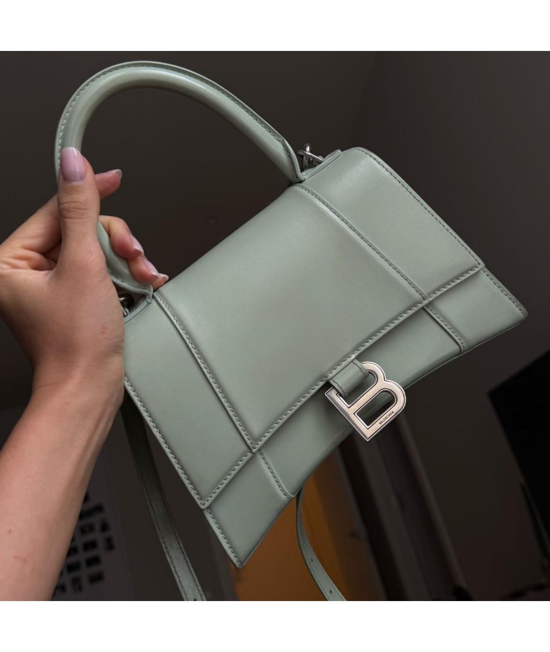 BALENCIAGA Голубая кожаная сумка с короткими ручками, фото 4