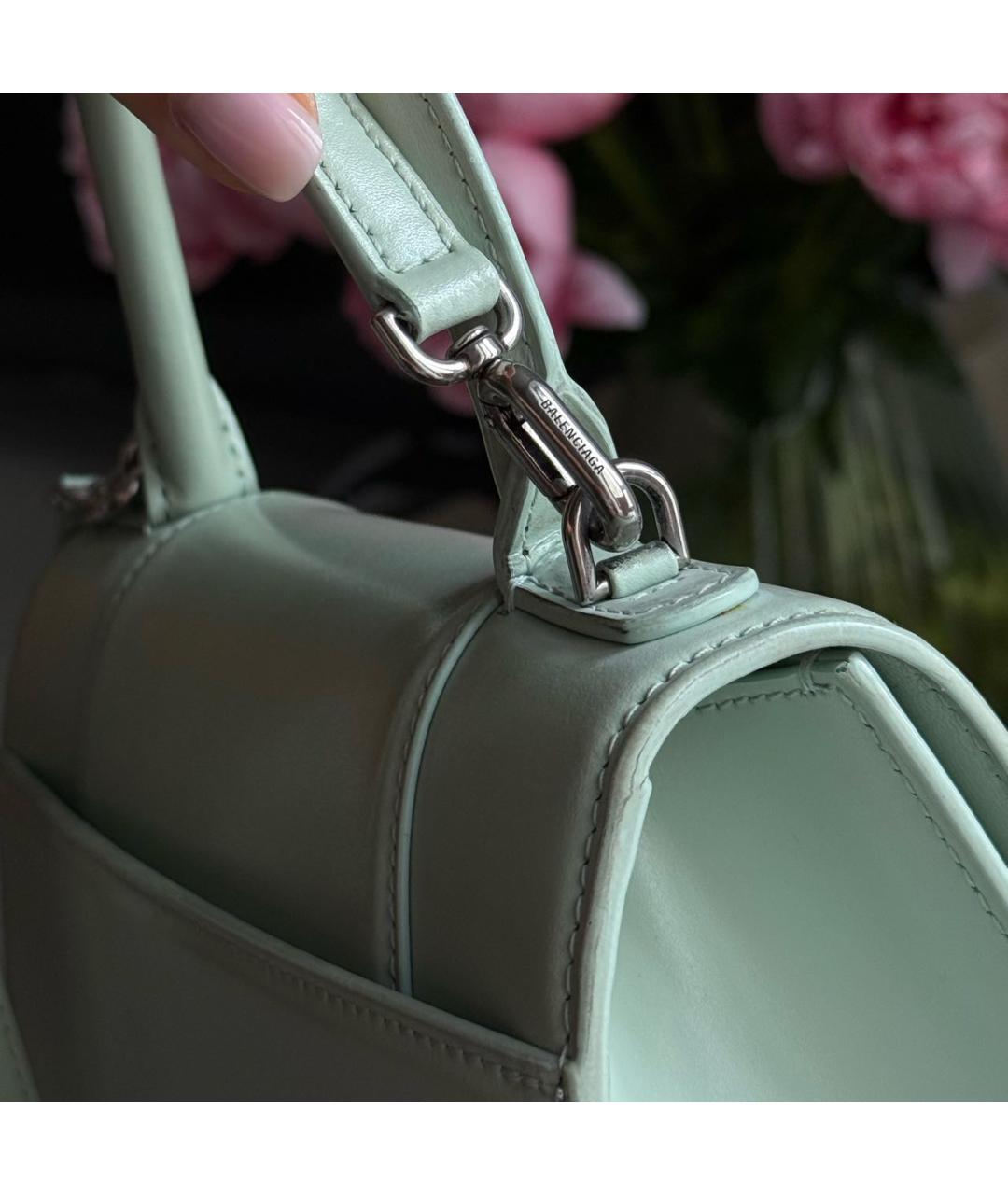 BALENCIAGA Голубая кожаная сумка с короткими ручками, фото 5