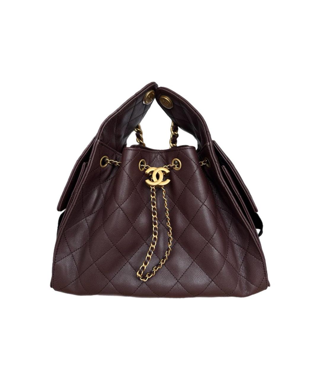 CHANEL Коричневая кожаная сумка тоут, фото 7