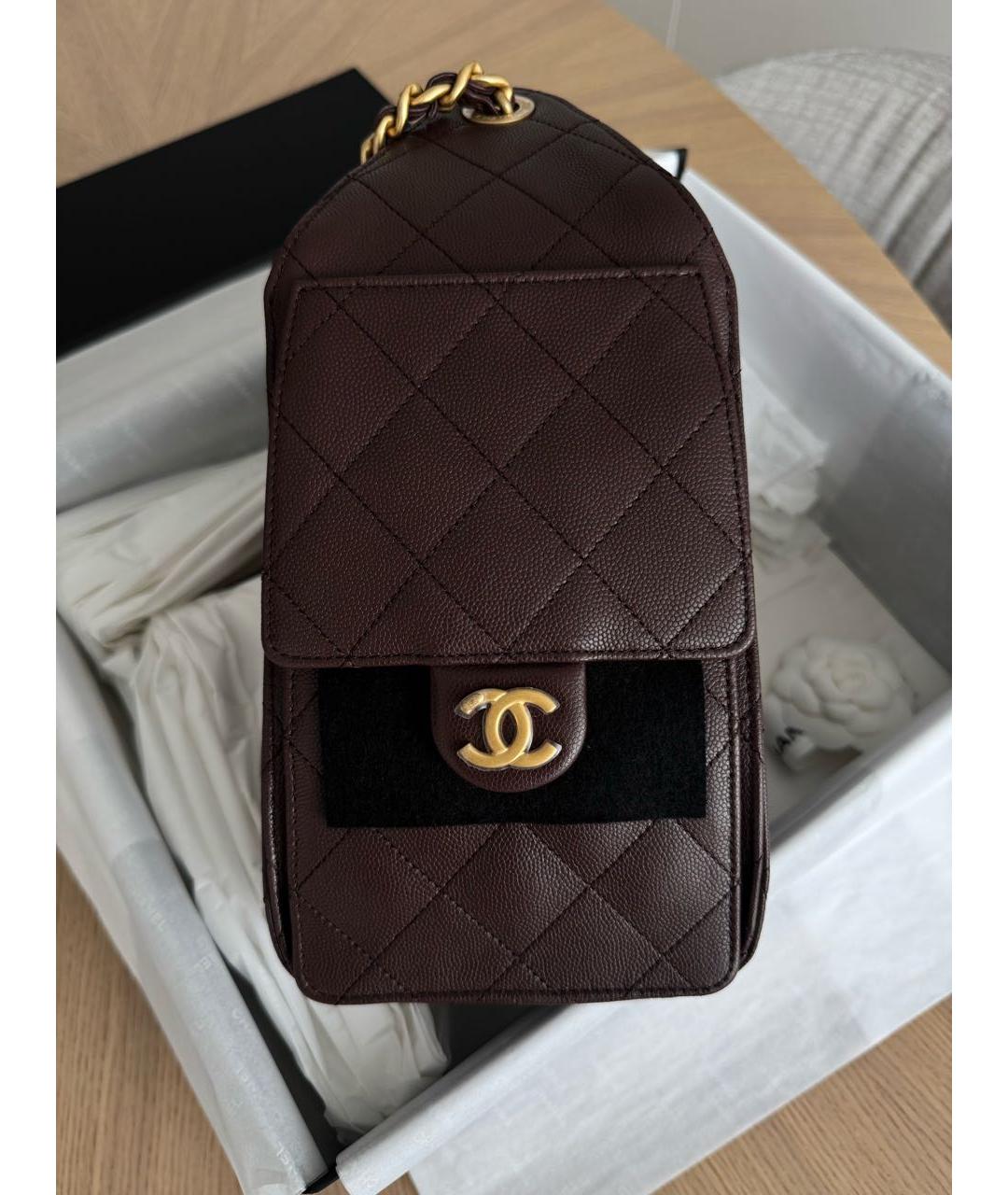 CHANEL Коричневая кожаная сумка тоут, фото 3