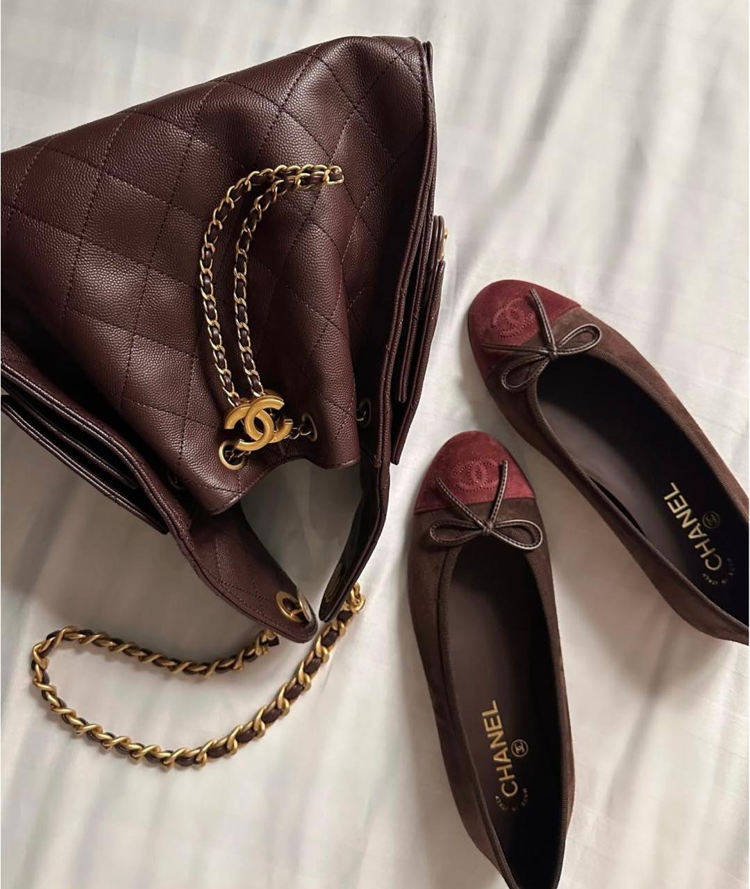 CHANEL Коричневая кожаная сумка тоут, фото 5
