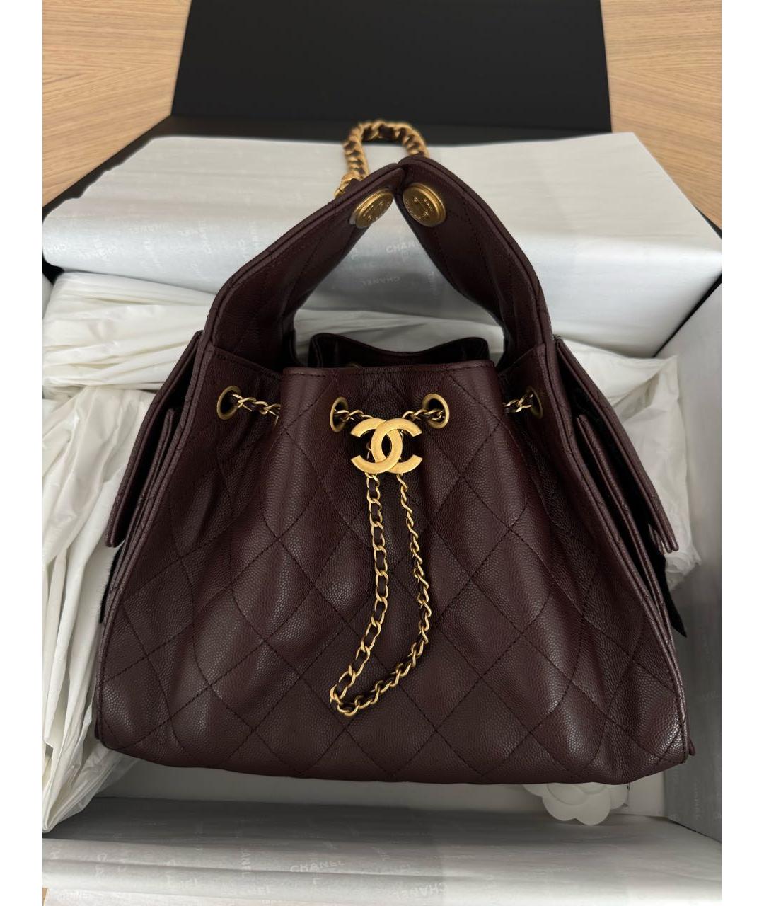 CHANEL Коричневая кожаная сумка тоут, фото 2