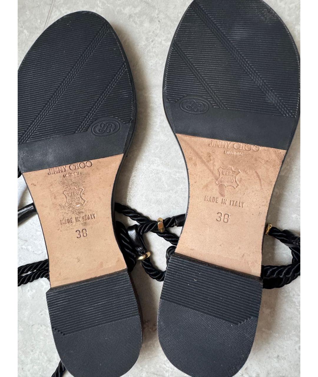 JIMMY CHOO Черные кожаные сандалии, фото 7