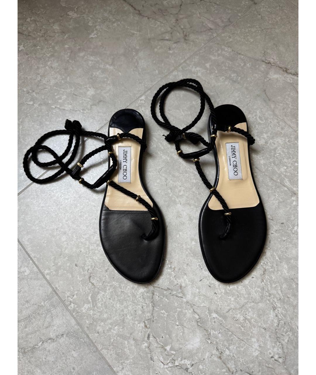 JIMMY CHOO Черные кожаные сандалии, фото 5