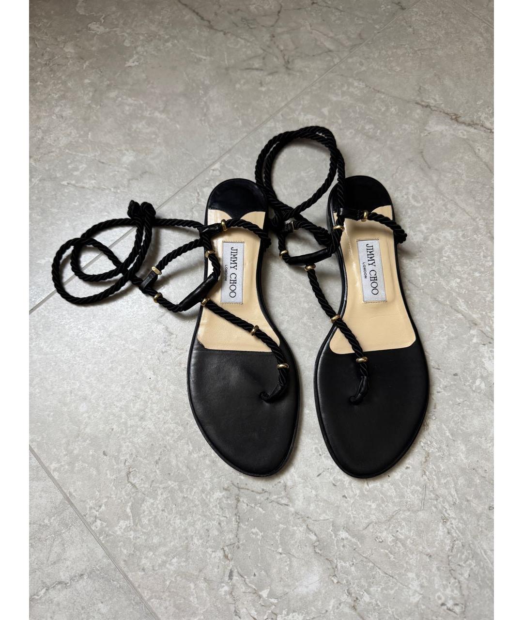 JIMMY CHOO Черные кожаные сандалии, фото 2