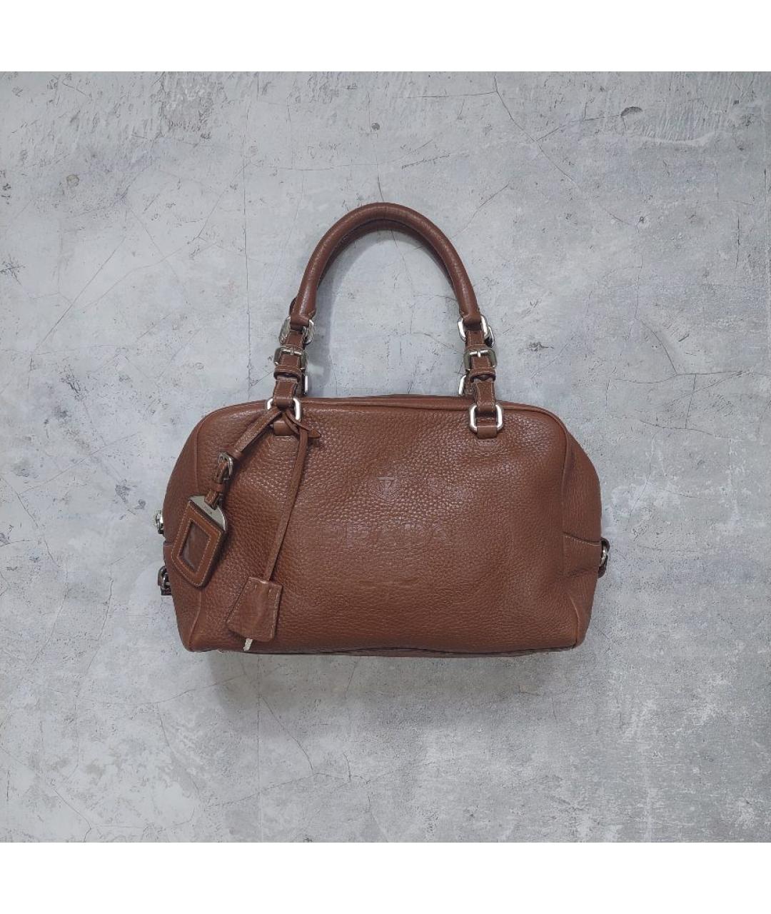 PRADA Коричневая кожаная сумка тоут, фото 6