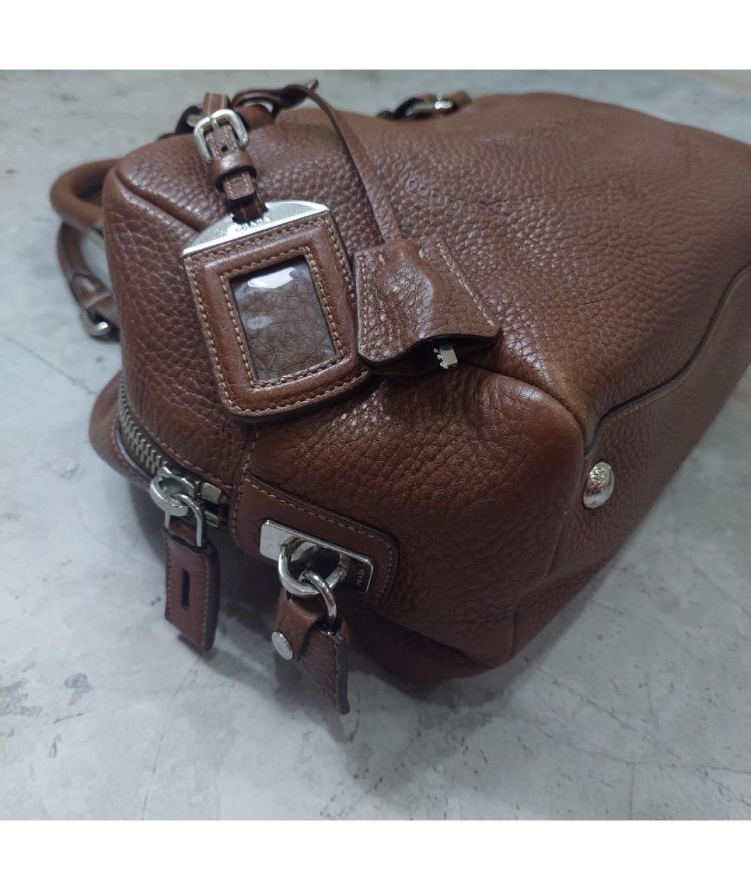 PRADA Коричневая кожаная сумка тоут, фото 4