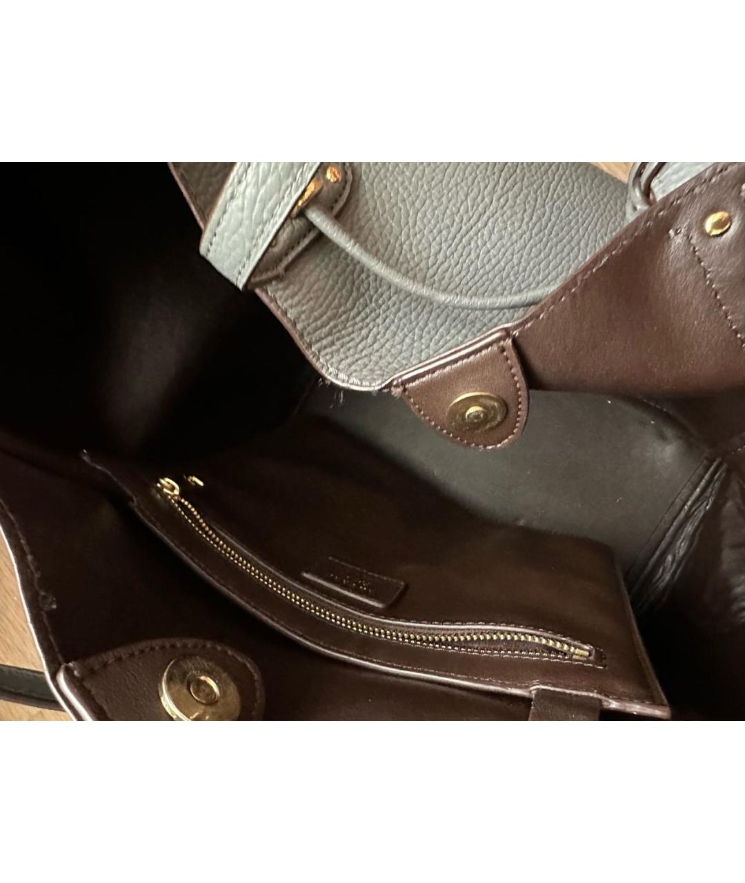 RALPH LAUREN Серая кожаная сумка тоут, фото 5