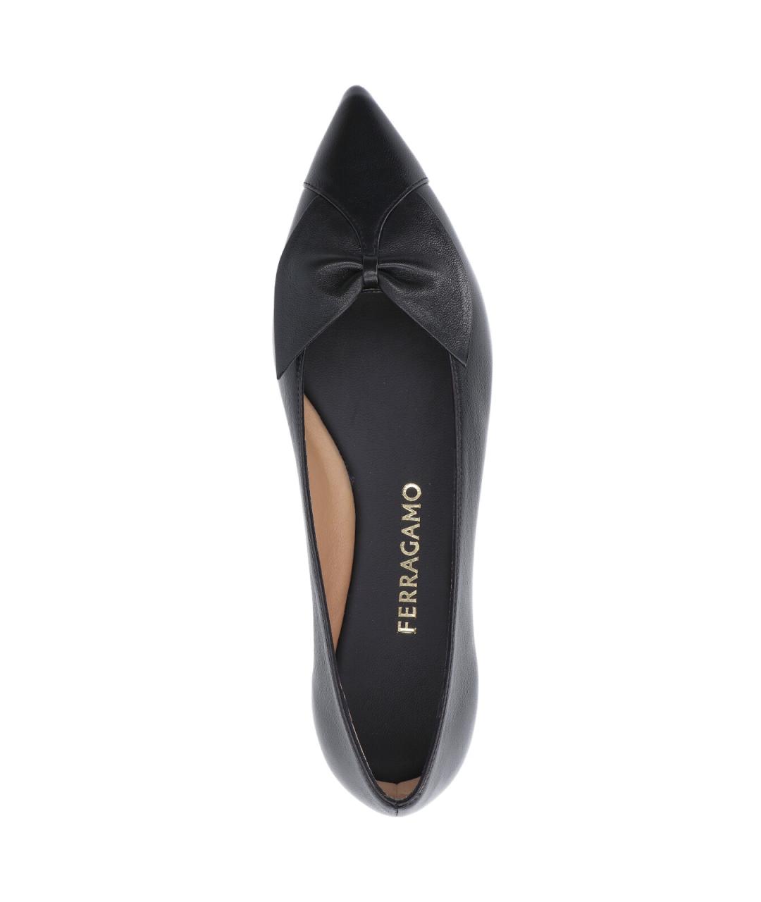 FERRAGAMO Черные кожаные балетки, фото 5