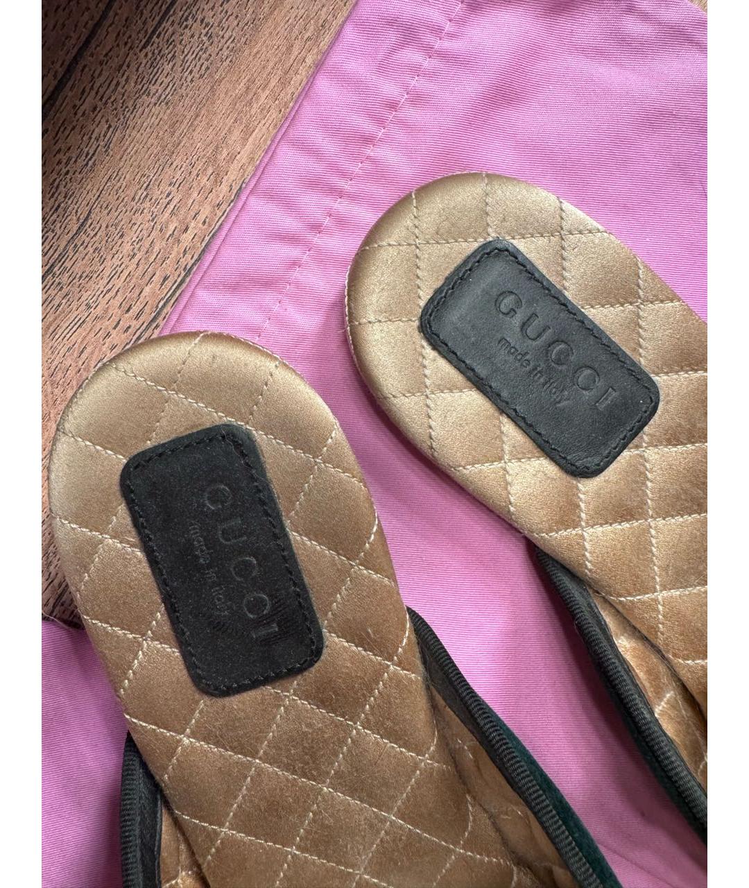 GUCCI Зеленые бархатные мюли, фото 3