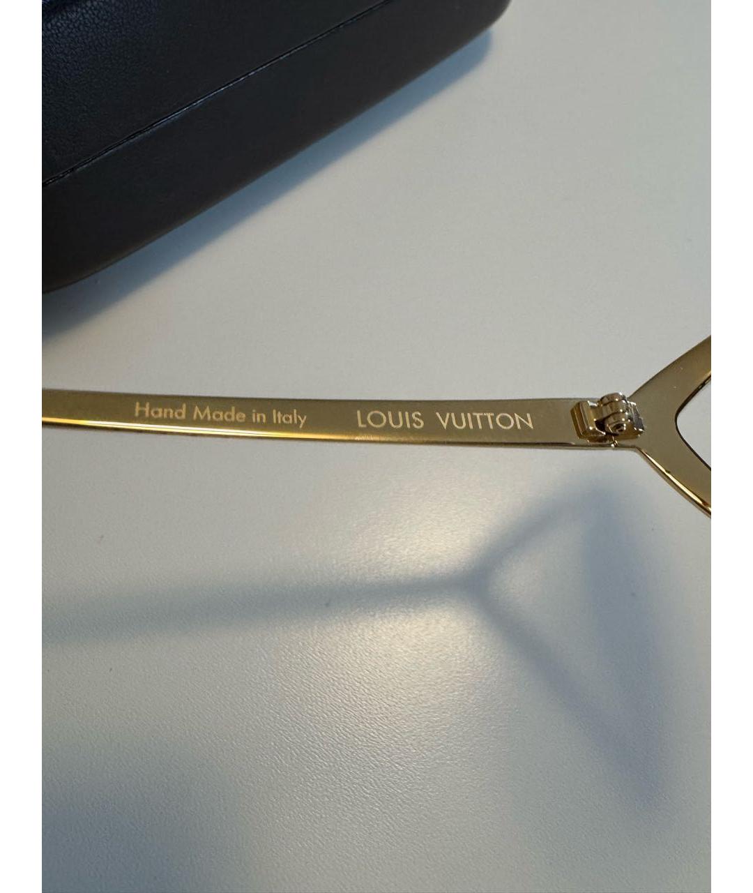 LOUIS VUITTON Золотые металлические солнцезащитные очки, фото 5