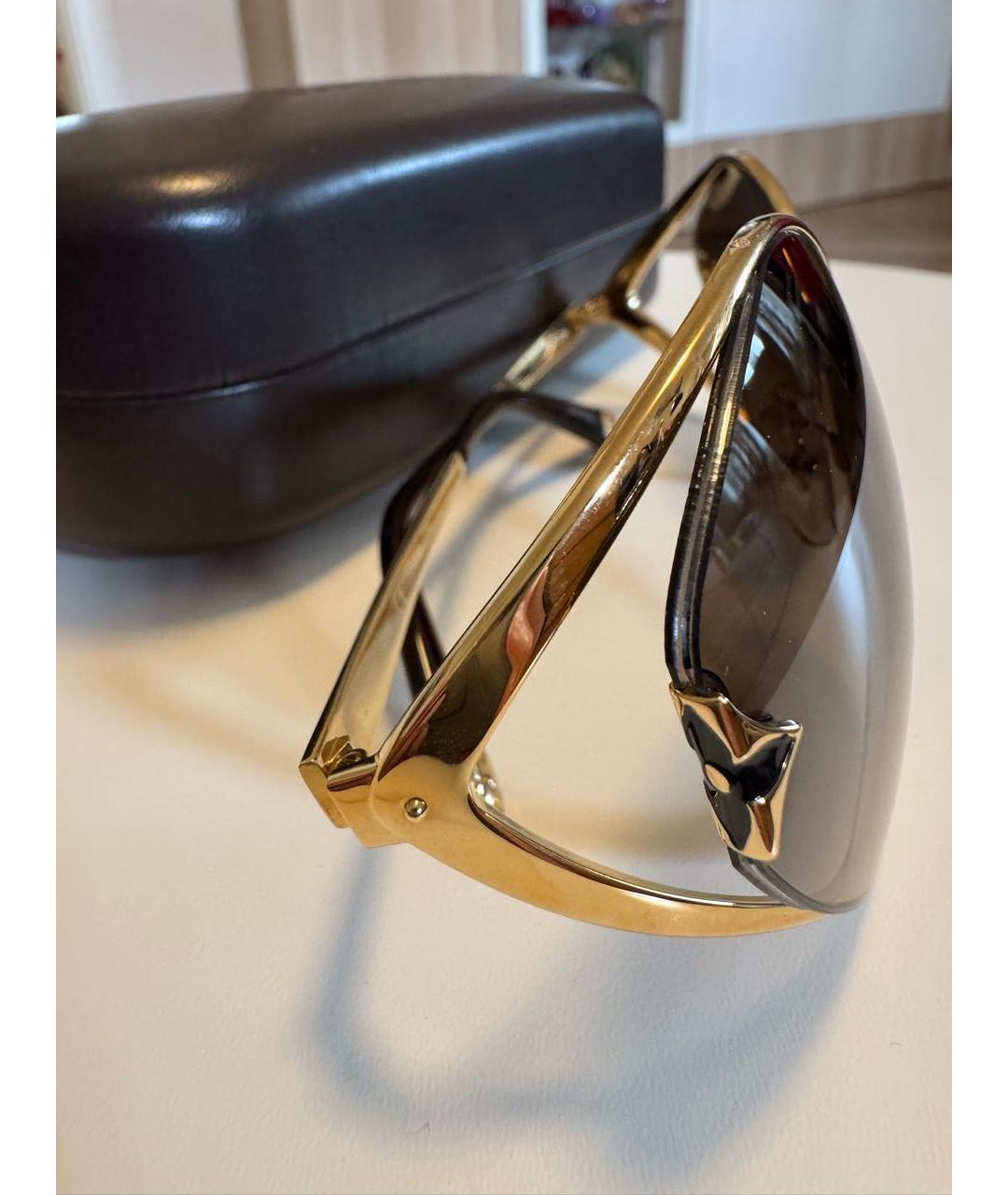 LOUIS VUITTON Золотые металлические солнцезащитные очки, фото 3