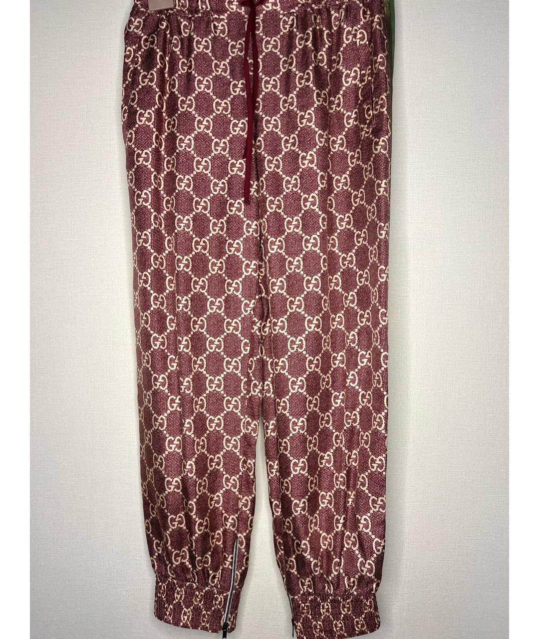 GUCCI Бордовый шелковый костюм с брюками, фото 3