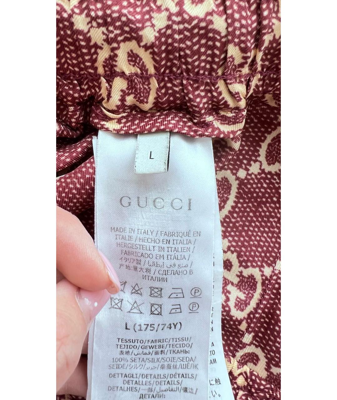 GUCCI Бордовый шелковый костюм с брюками, фото 6