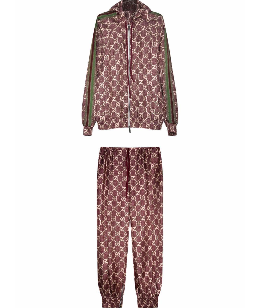 GUCCI Бордовый шелковый костюм с брюками, фото 1