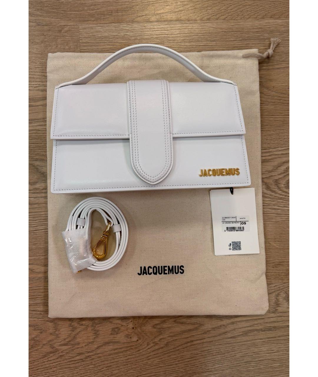 JACQUEMUS Белая кожаная сумка с короткими ручками, фото 3