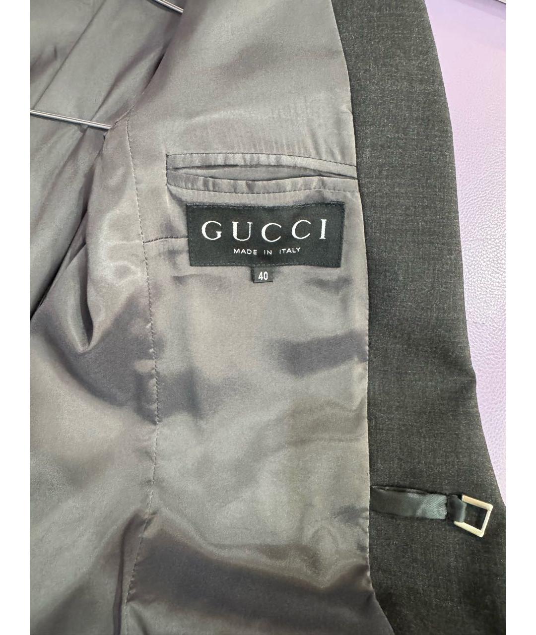 GUCCI Антрацитовый шерстяной жакет/пиджак, фото 3
