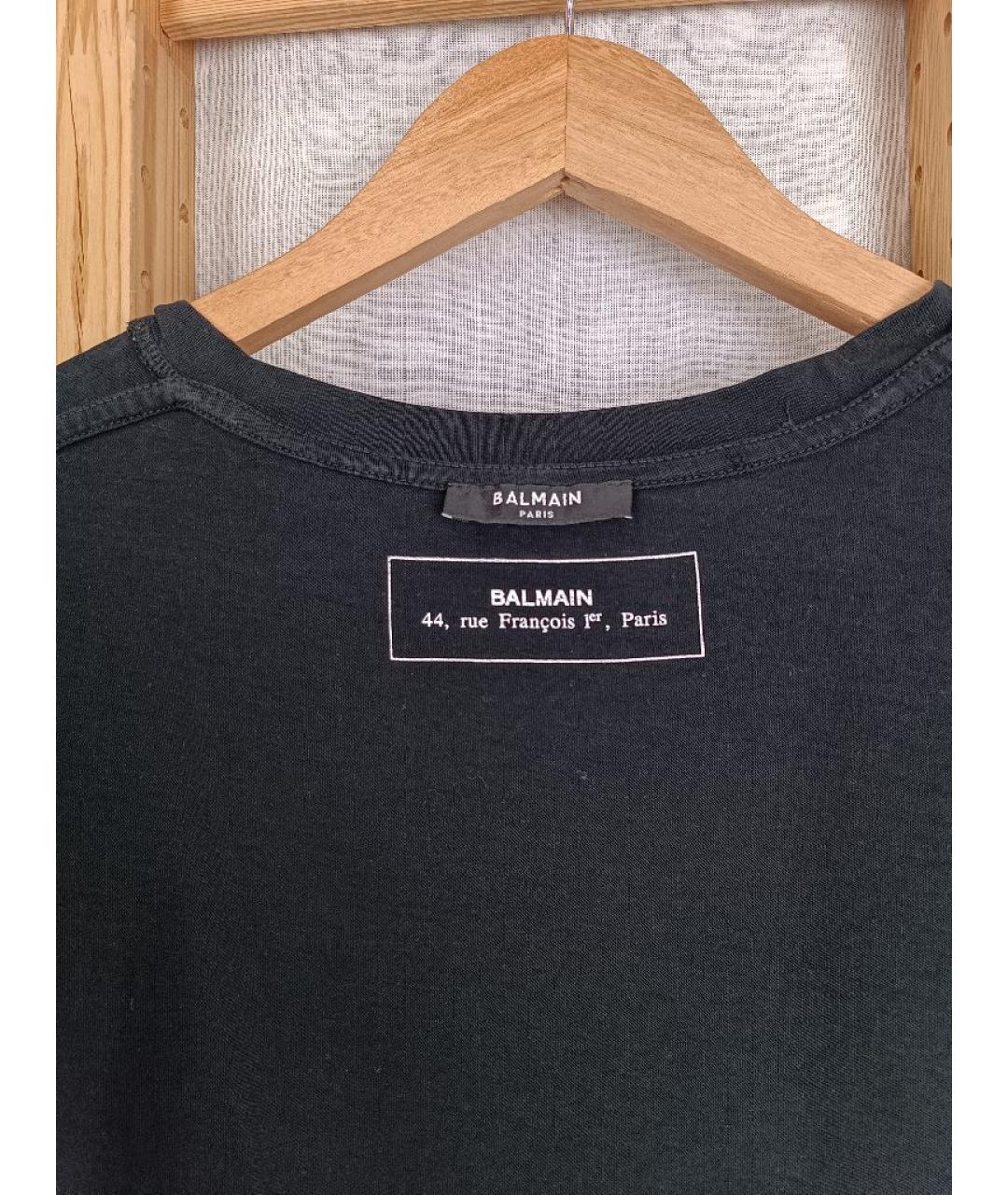 BALMAIN Черная хлопковая футболка, фото 3