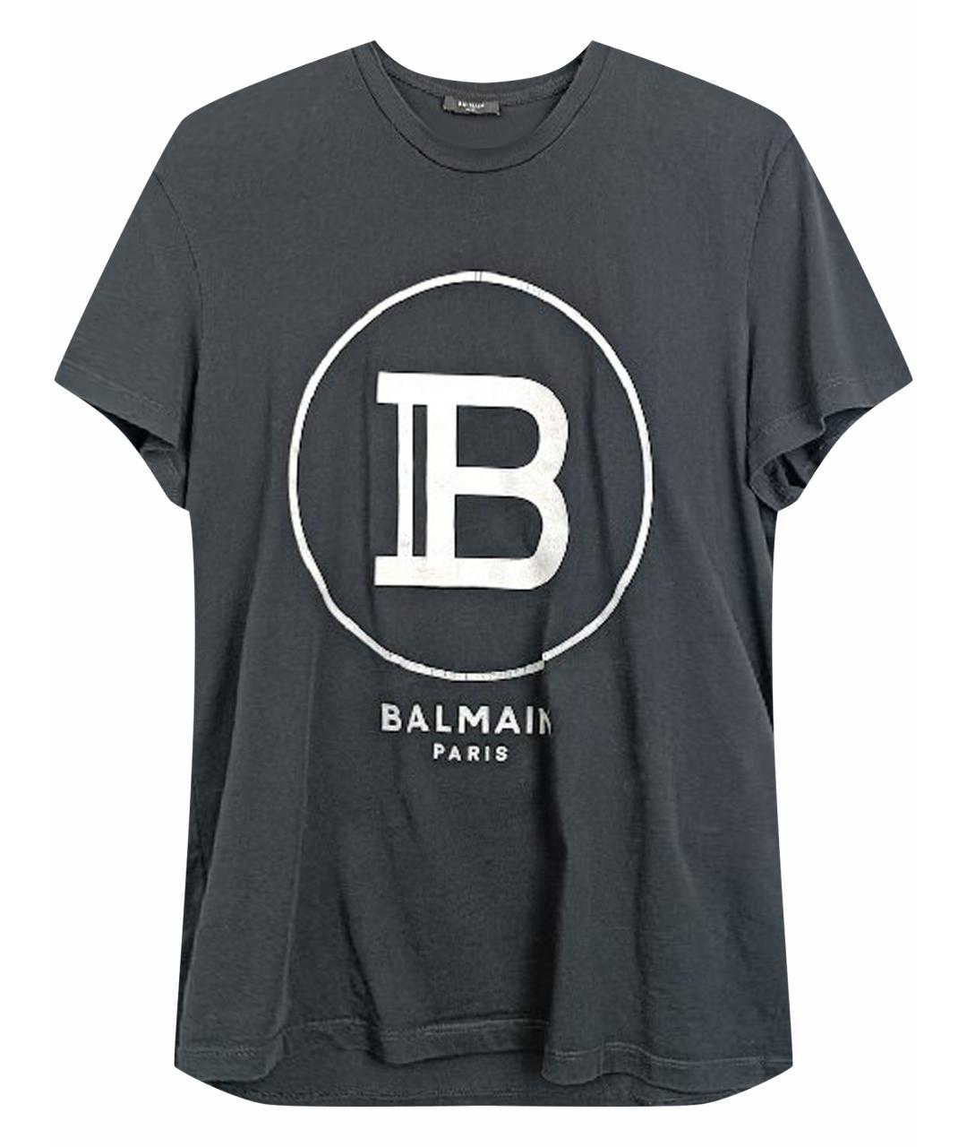 BALMAIN Черная хлопковая футболка, фото 1
