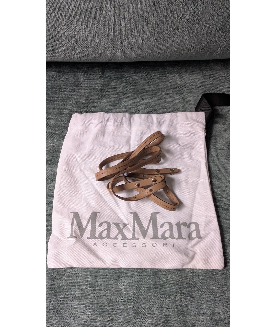 MAX MARA Бежевая кожаная сумка с короткими ручками, фото 7