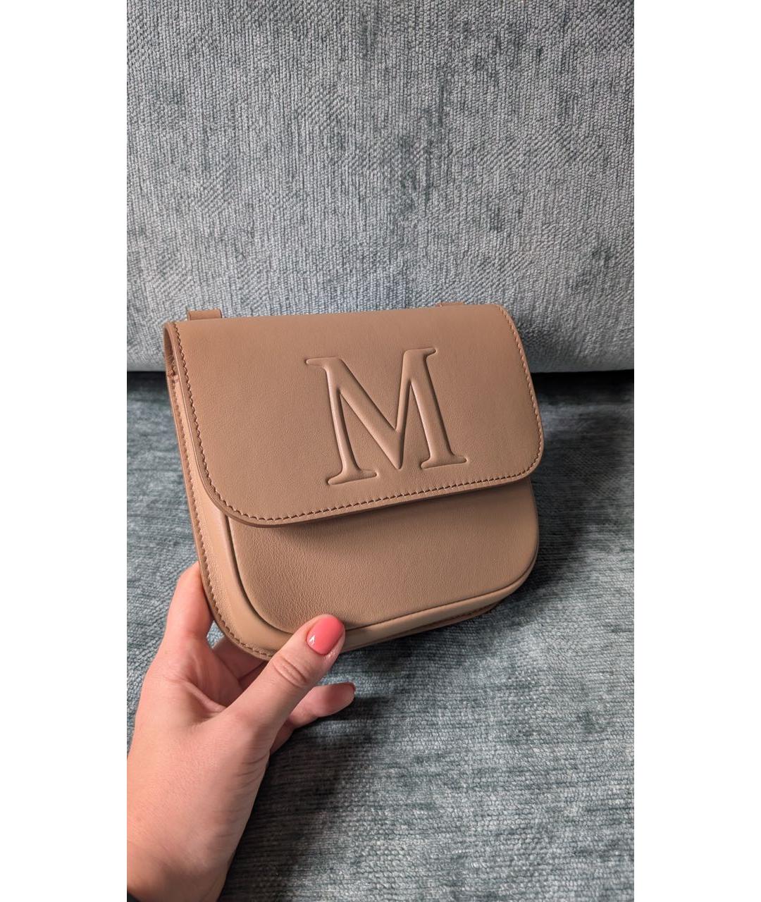 MAX MARA Бежевая кожаная сумка с короткими ручками, фото 2