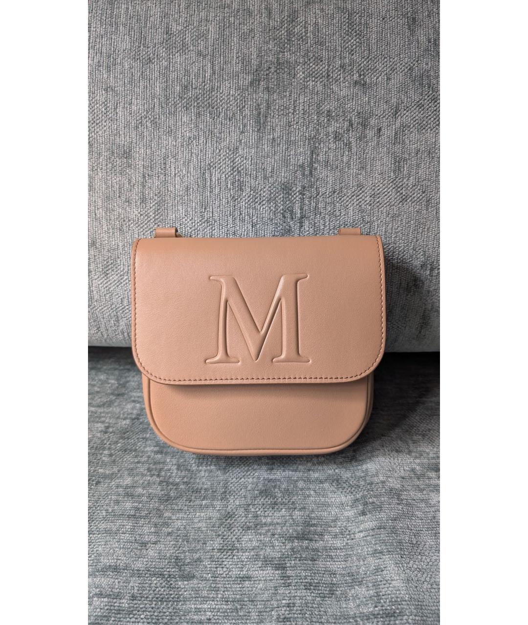 MAX MARA Бежевая кожаная сумка с короткими ручками, фото 9