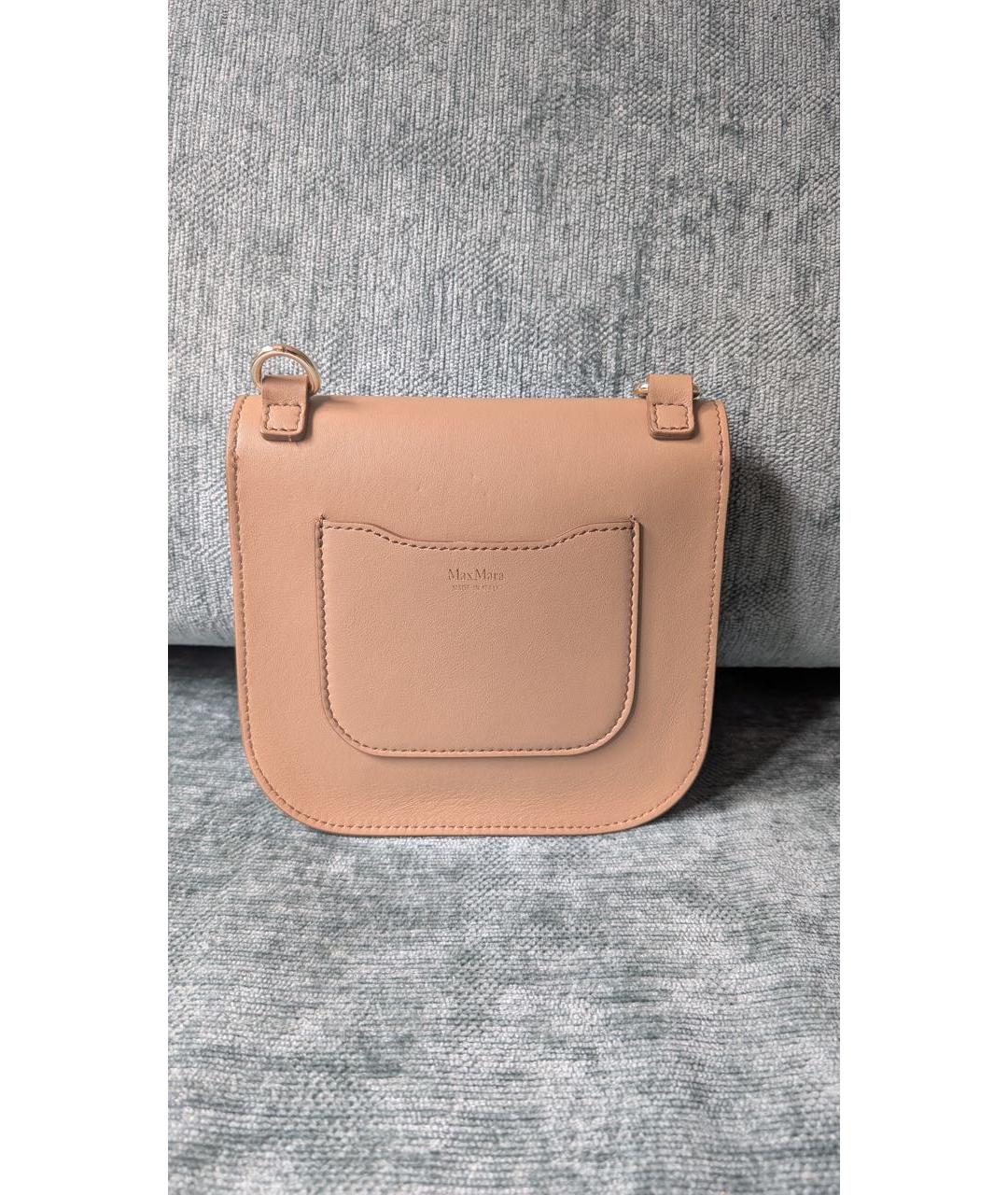 MAX MARA Бежевая кожаная сумка с короткими ручками, фото 3