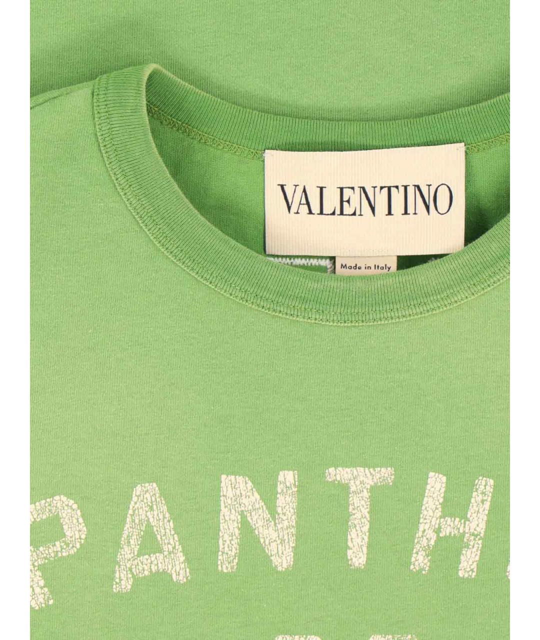 VALENTINO Зеленая хлопковая футболка, фото 3