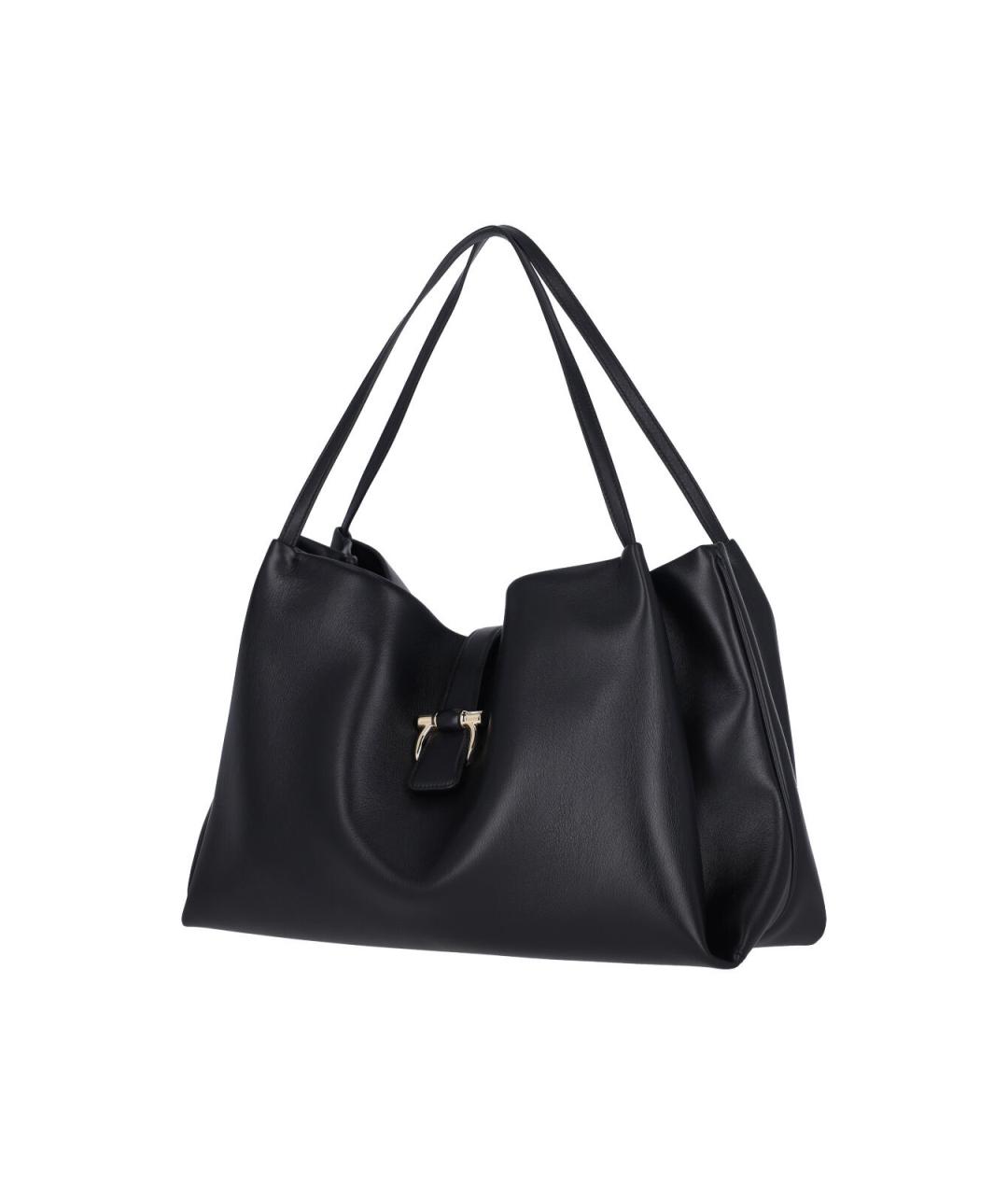 FERRAGAMO Черная кожаная сумка тоут, фото 2