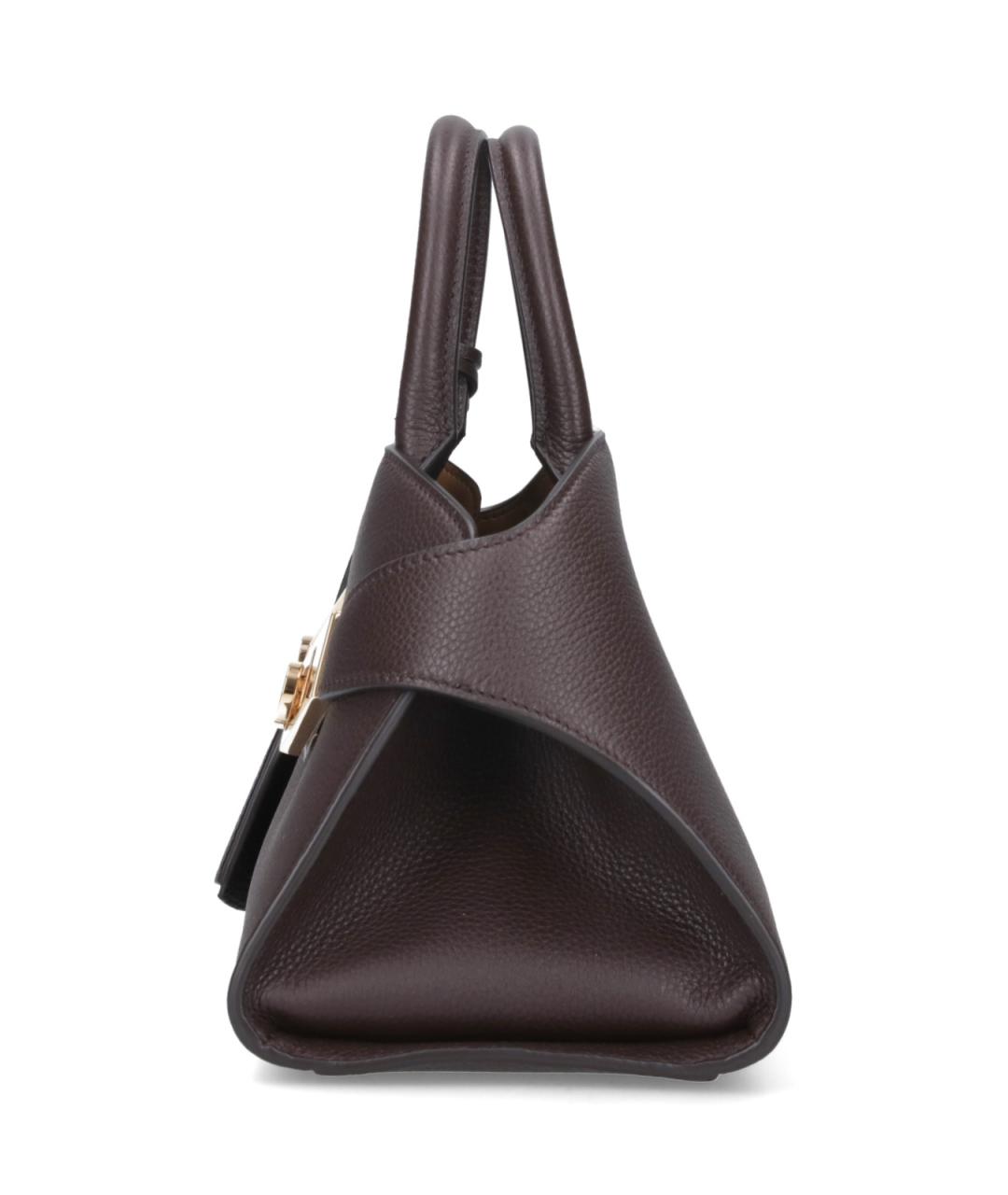 FERRAGAMO Коричневая кожаная сумка с короткими ручками, фото 5