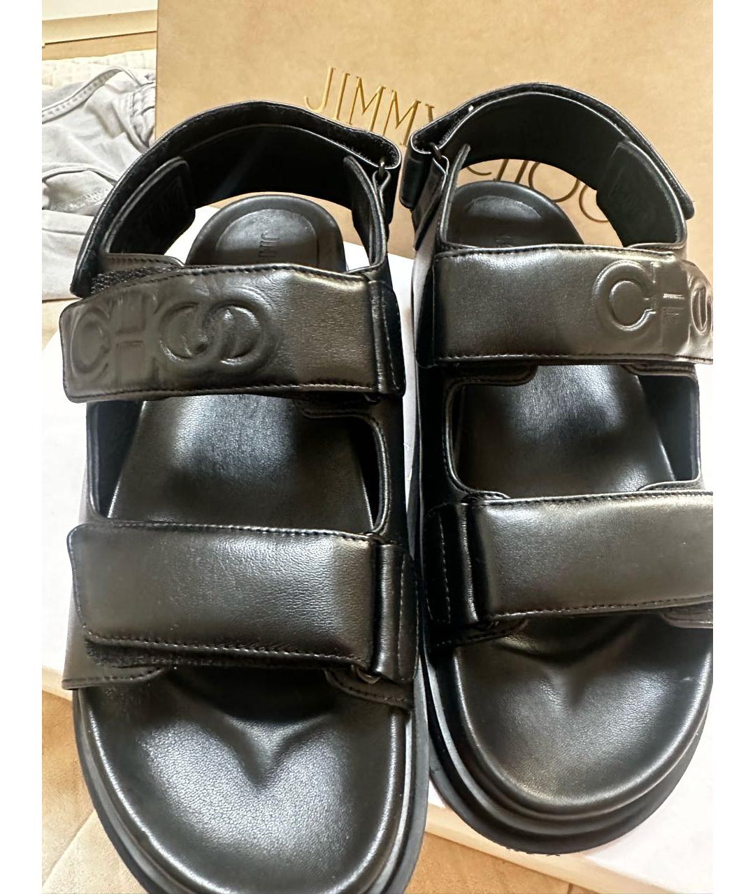 JIMMY CHOO Черные кожаные сандалии, фото 2