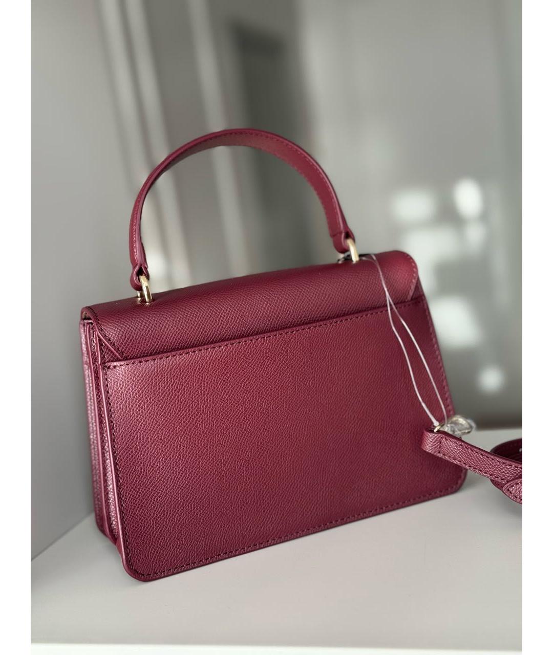 FURLA Бордовая кожаная сумка с короткими ручками, фото 3