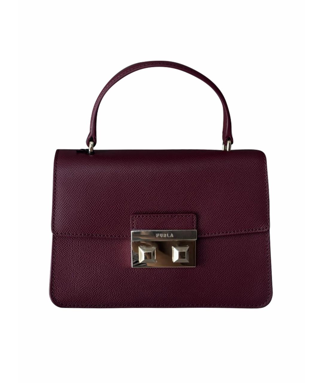 FURLA Бордовая кожаная сумка с короткими ручками, фото 1