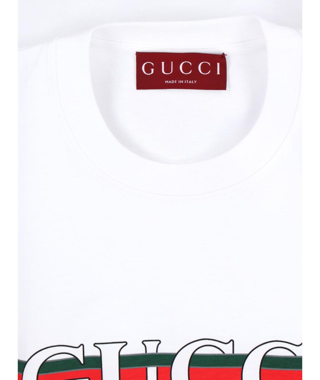 GUCCI Белая хлопковая футболка, фото 3
