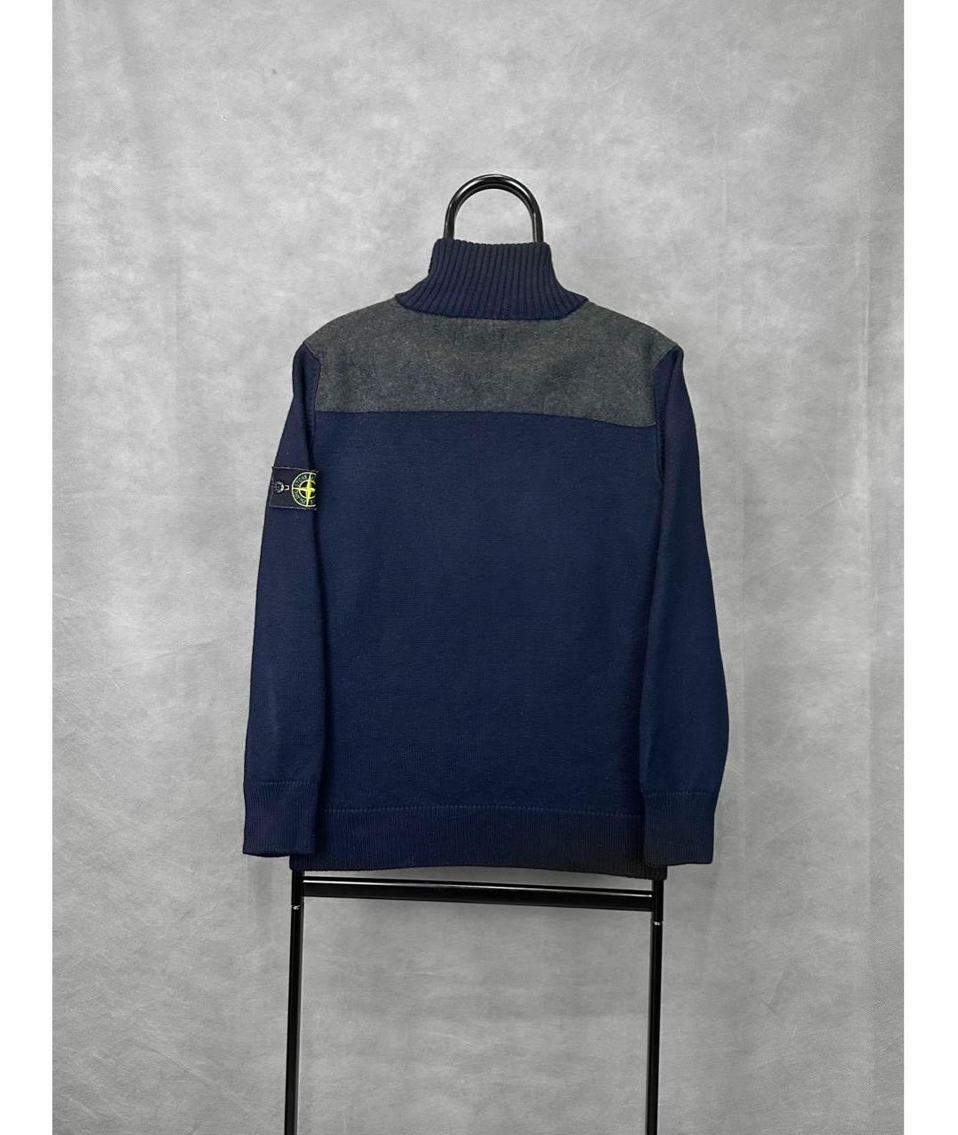 STONE ISLAND Темно-синий шерстяной джемпер / свитер, фото 2