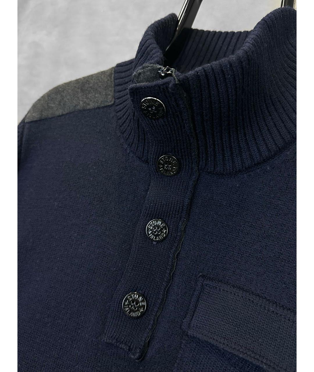 STONE ISLAND Темно-синий шерстяной джемпер / свитер, фото 6