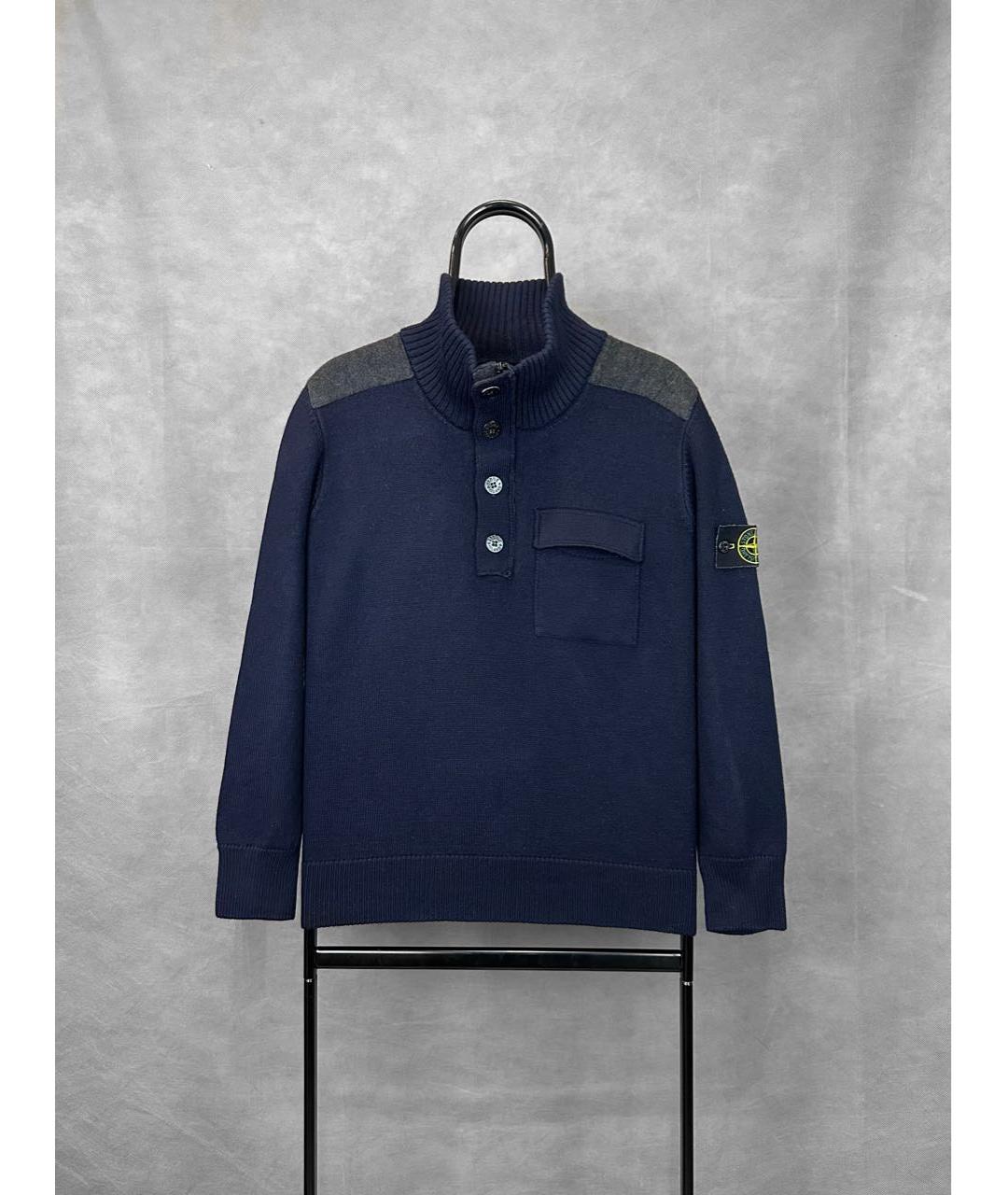 STONE ISLAND Темно-синий шерстяной джемпер / свитер, фото 9