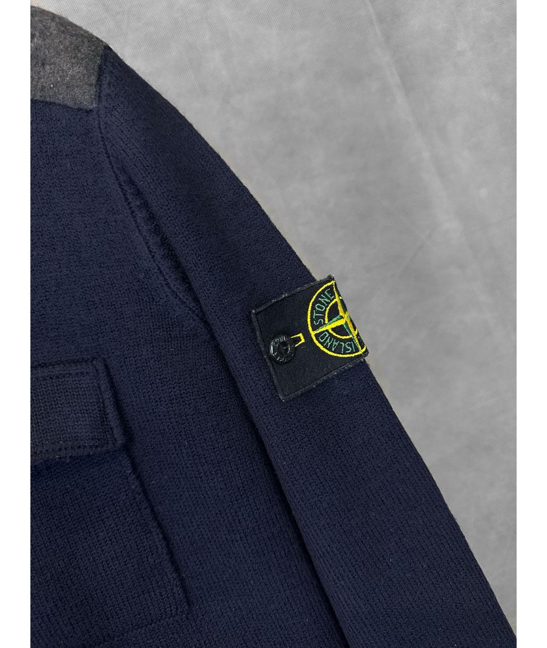 STONE ISLAND Темно-синий шерстяной джемпер / свитер, фото 4
