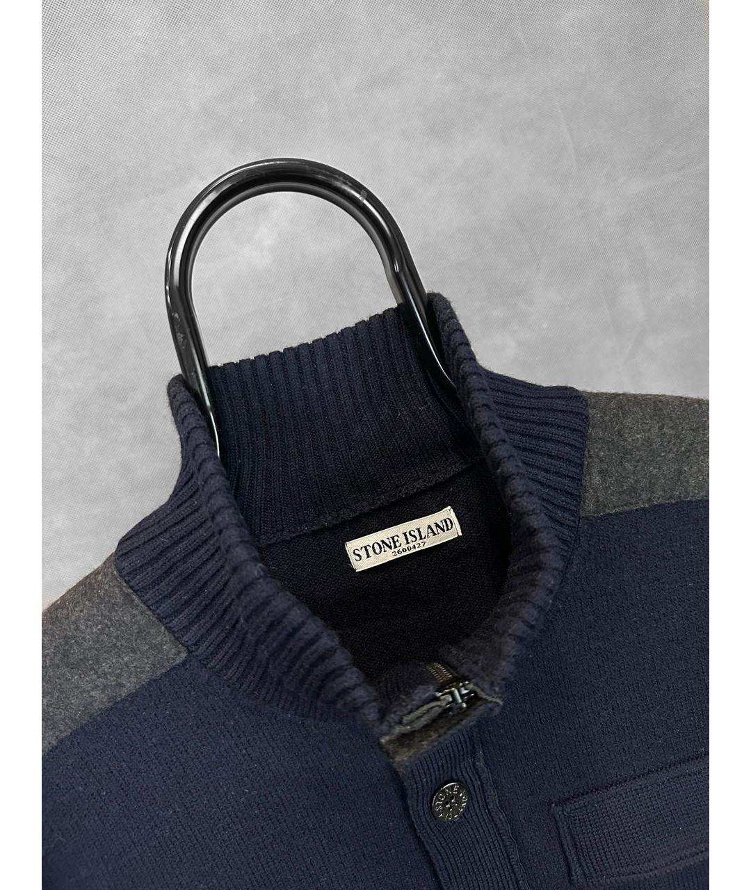 STONE ISLAND Темно-синий шерстяной джемпер / свитер, фото 3