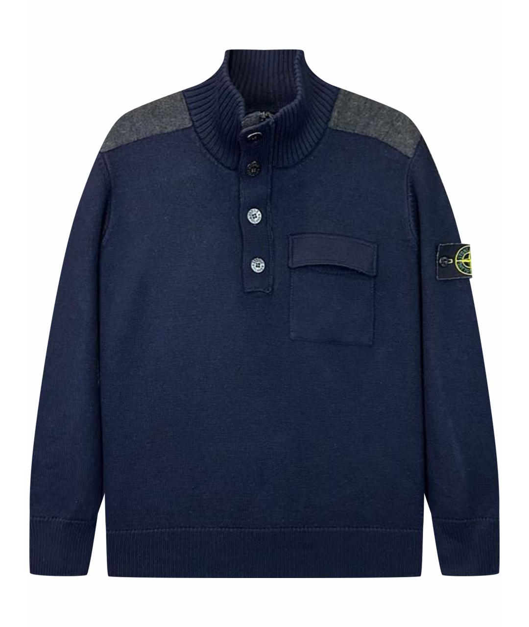 STONE ISLAND Темно-синий шерстяной джемпер / свитер, фото 1