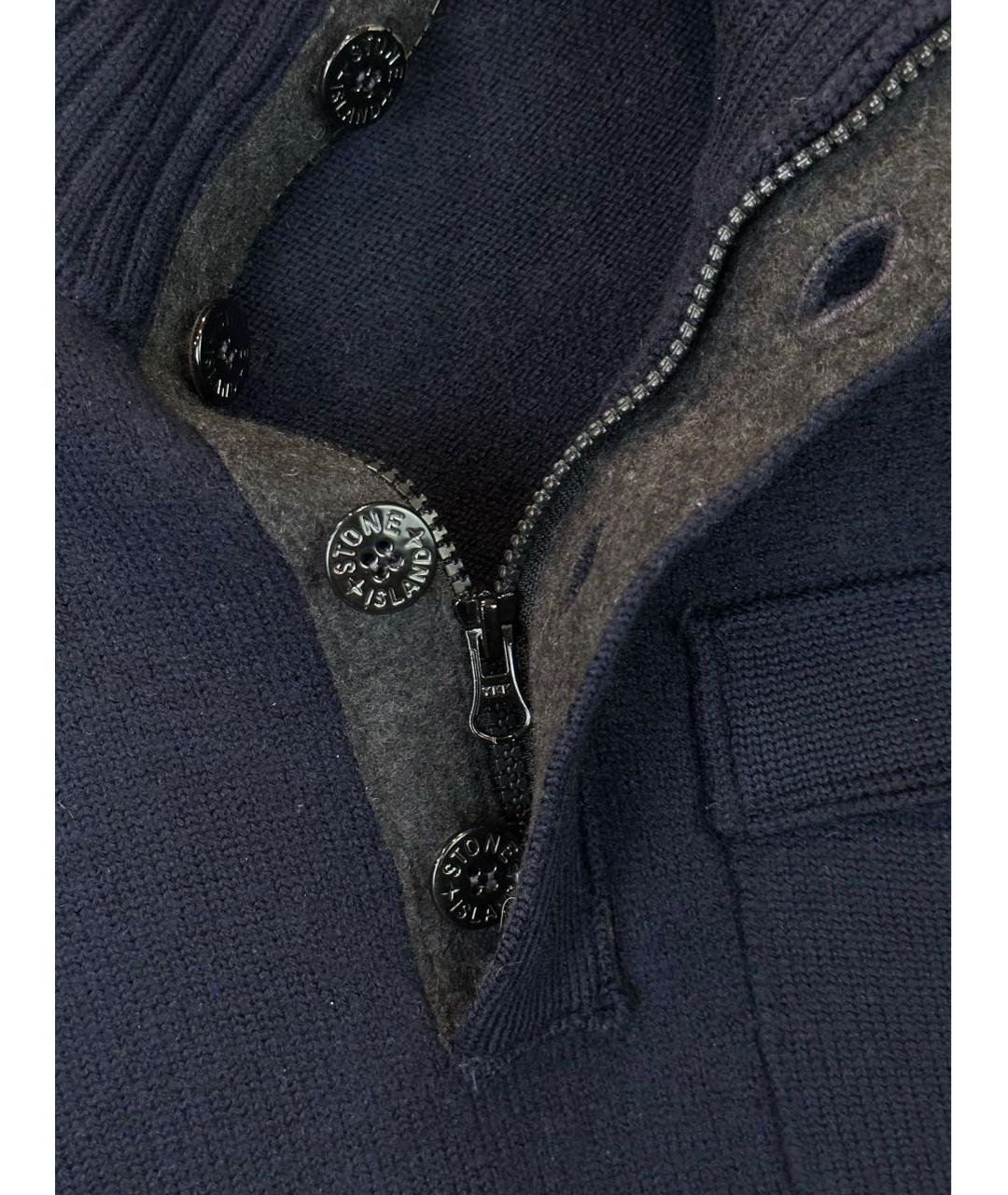 STONE ISLAND Темно-синий шерстяной джемпер / свитер, фото 5
