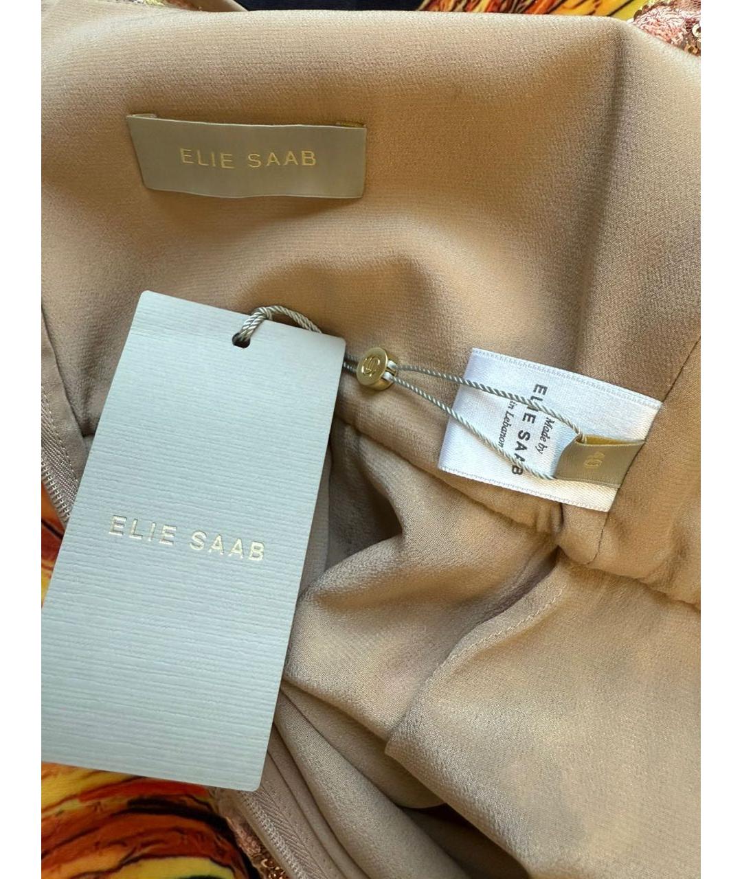 ELIE SAAB Золотое шелковое вечернее платье, фото 7