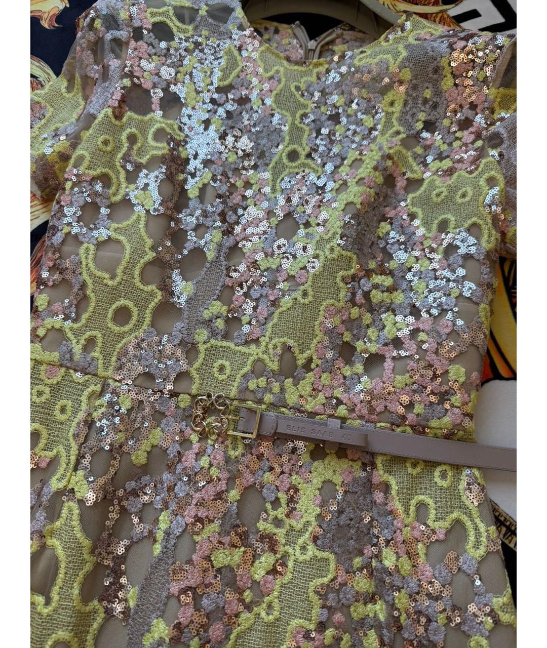 ELIE SAAB Золотое шелковое вечернее платье, фото 8