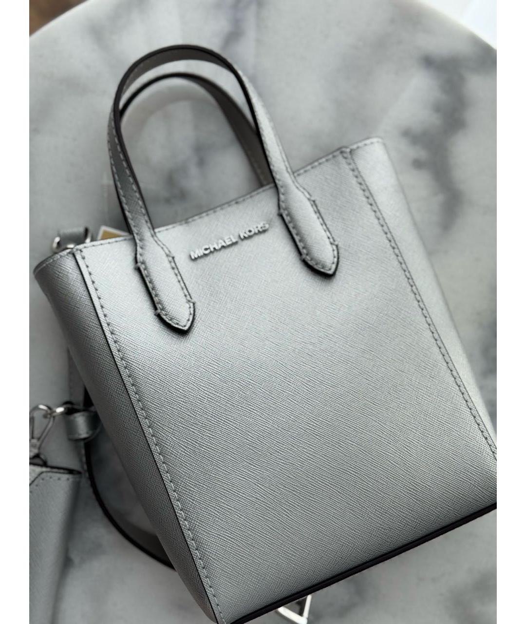 MICHAEL KORS Серебряная сумка тоут из искусственной кожи, фото 4
