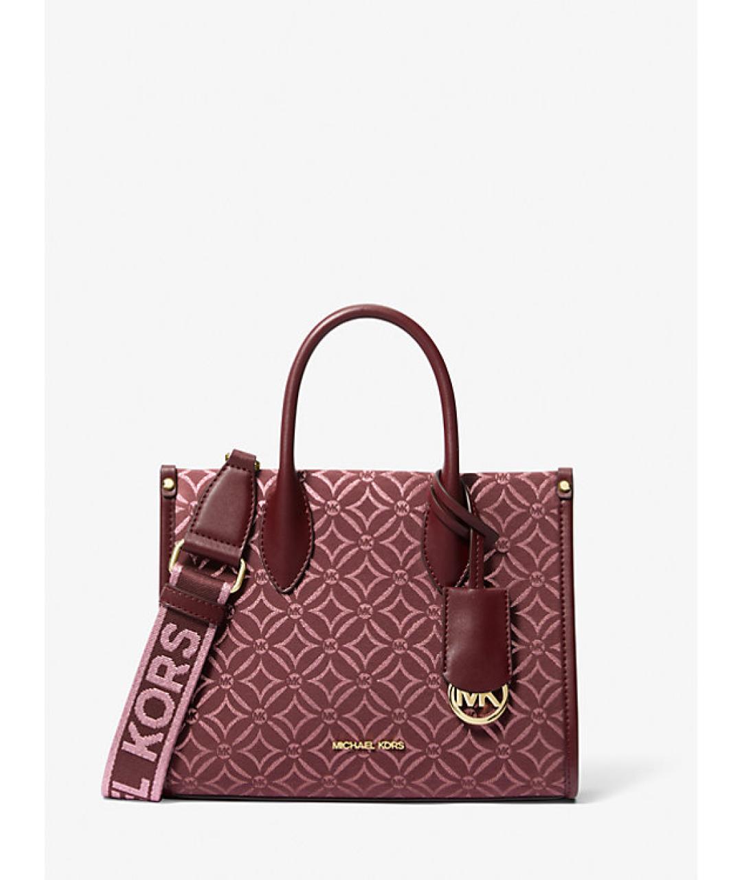 MICHAEL KORS Бордовая жаккардовая сумка тоут, фото 5