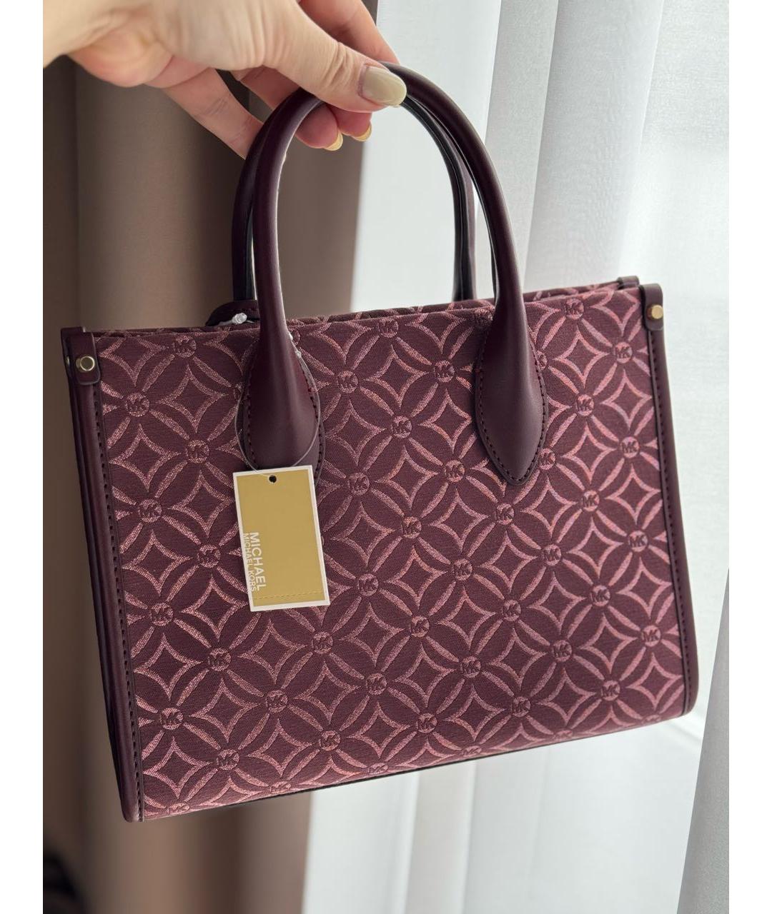 MICHAEL KORS Бордовая жаккардовая сумка тоут, фото 3