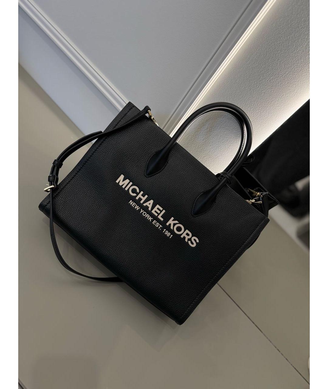 MICHAEL KORS Черная кожаная сумка тоут, фото 5