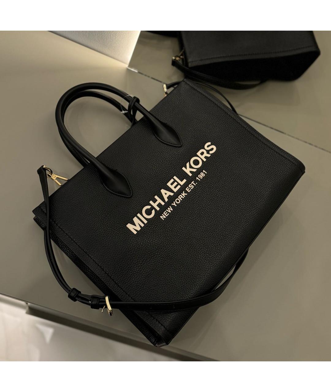 MICHAEL KORS Черная кожаная сумка тоут, фото 2