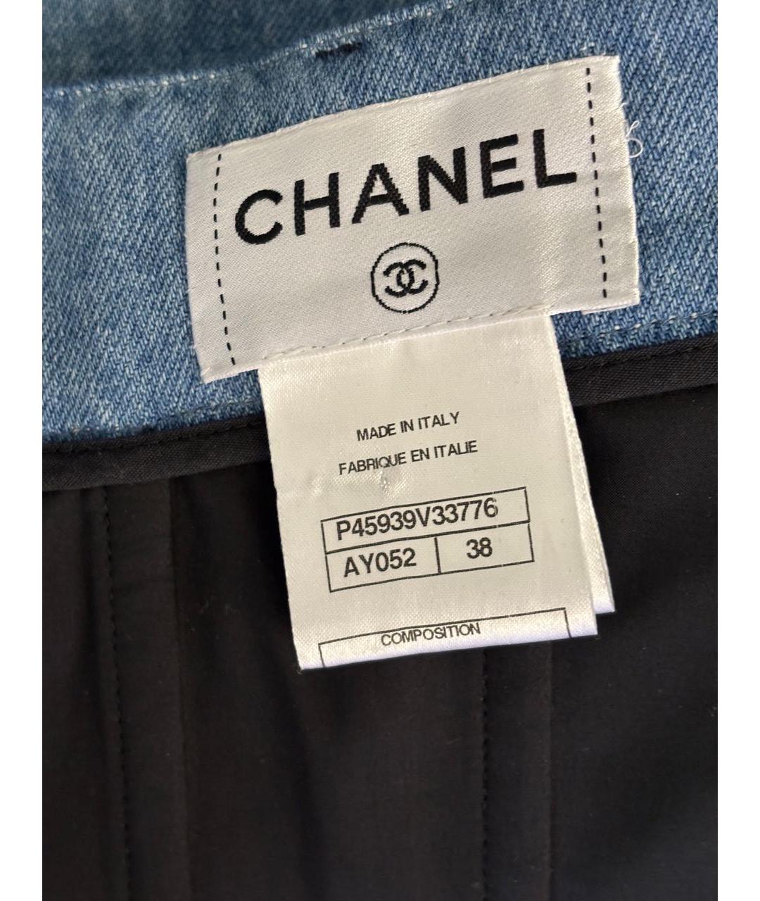 CHANEL Синее хлопковое платье, фото 6